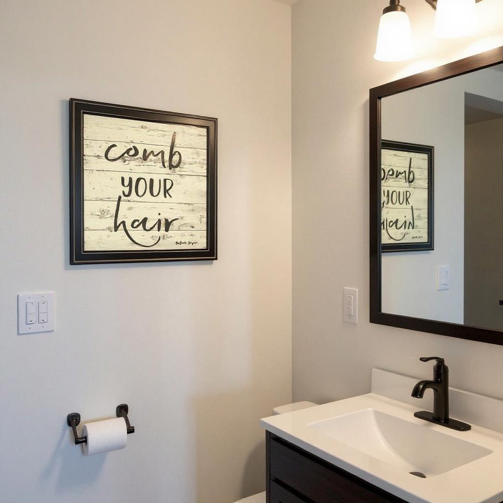 Comb Your Hair Black Framed Print Bathroom Wall Art