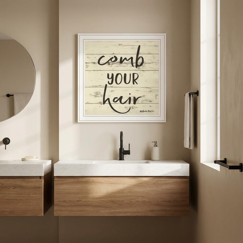 Comb Your Hair Black Framed Print Bathroom Wall Art