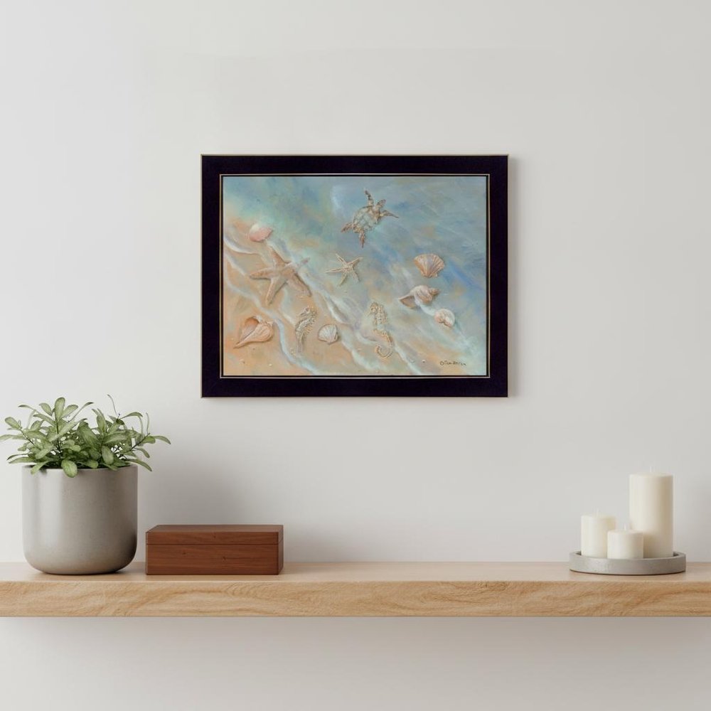 Seashore Star Black Framed Print Wall Art