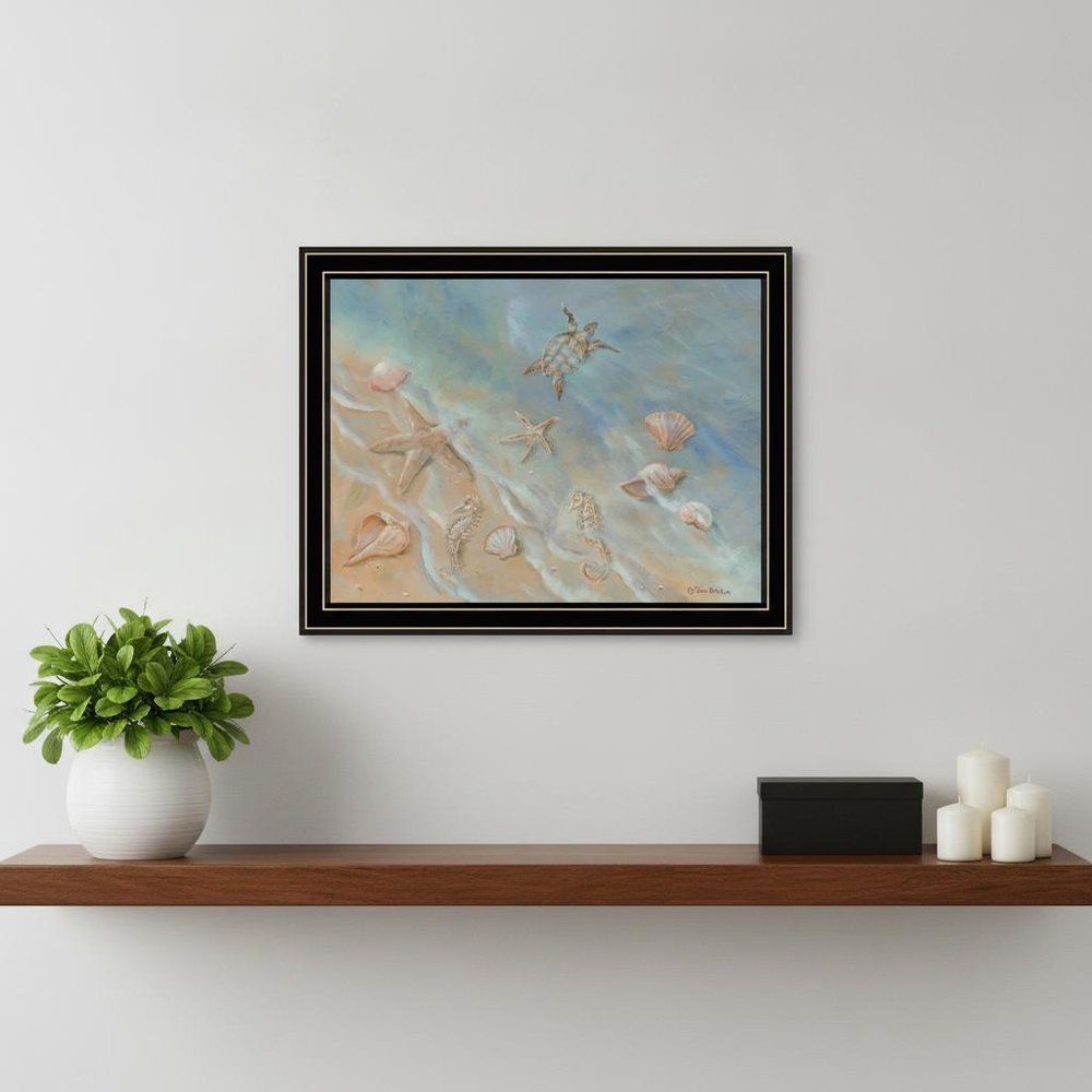 Seashore Star Black Framed Print Wall Art