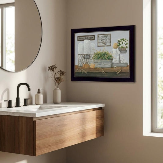 Fluffy Towels Black Framed Print Wall Art