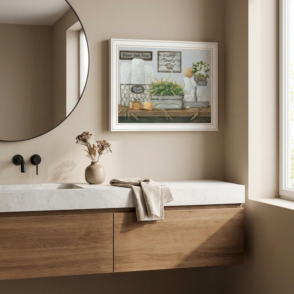 Fluffy Towels Black Framed Print Wall Art
