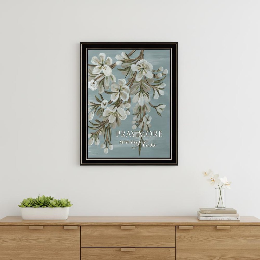 Pray More Worry Less Black Framed Print Wall Art