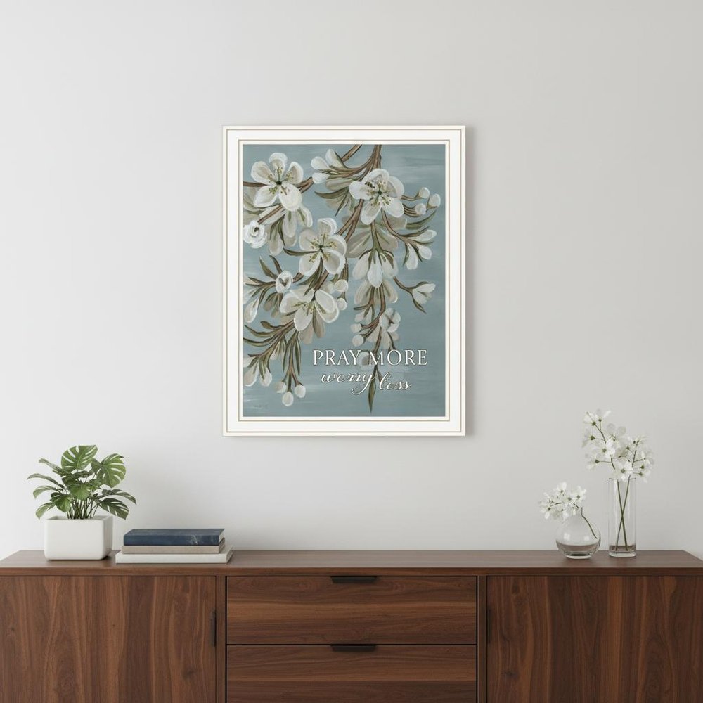 Pray More Worry Less Black Framed Print Wall Art