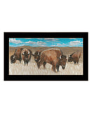 Bison Herd Black Framed Print Wall Art