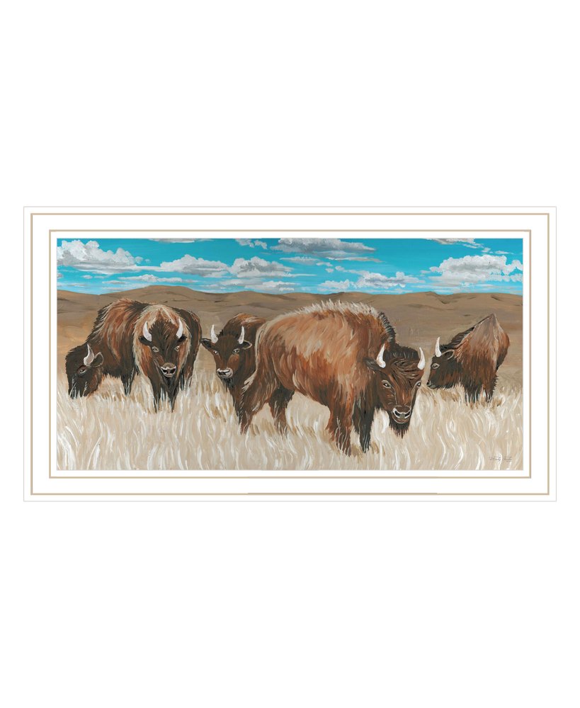 Bison Herd Black Framed Print Wall Art