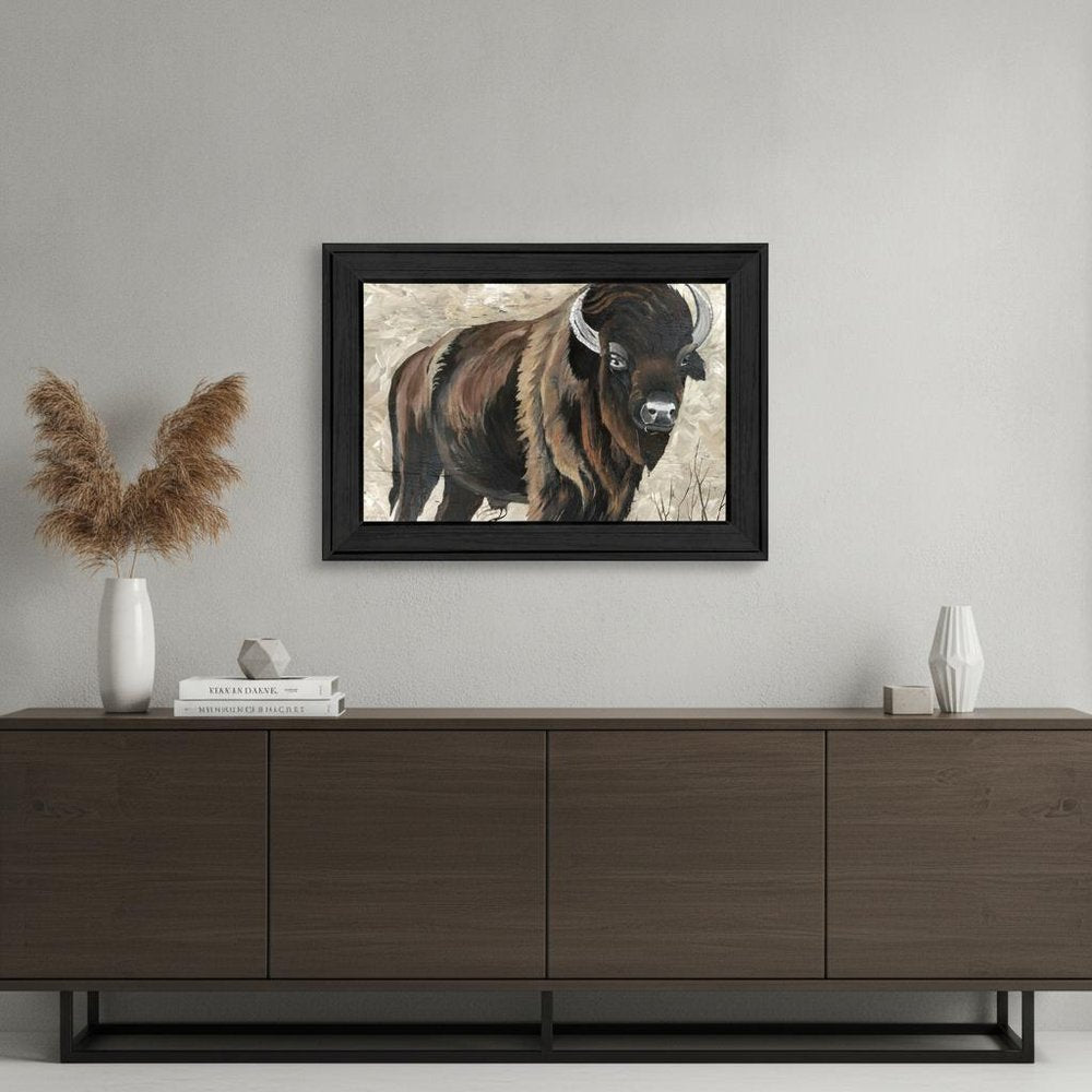 The Boss Bison Only Black Framed Print Wall Art