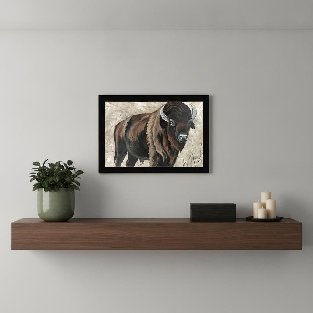 The Boss Bison Only Black Framed Print Wall Art