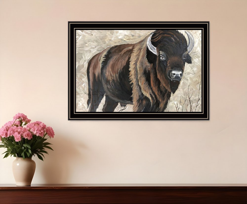 The Boss Bison Only Black Framed Print Wall Art