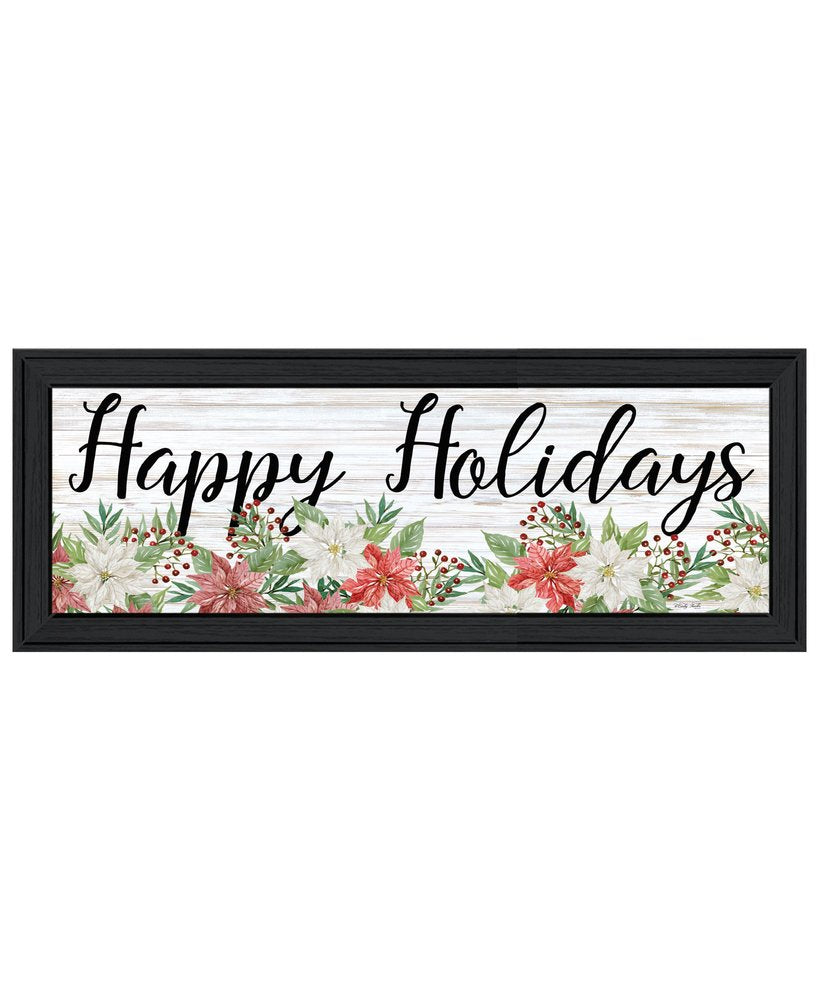Happy Holiday Black Framed Wall Art