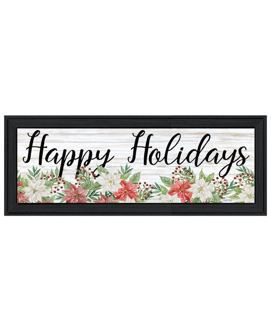 Happy Holiday Black Framed Wall Art