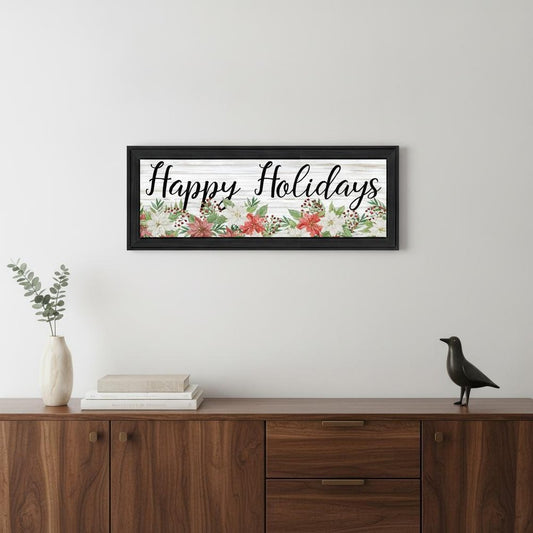 Happy Holiday Black Framed Wall Art