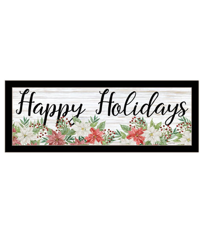 Happy Holiday Black Framed Print Wall Art