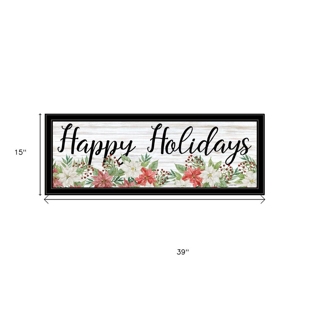 Happy Holiday Black Framed Wall Art