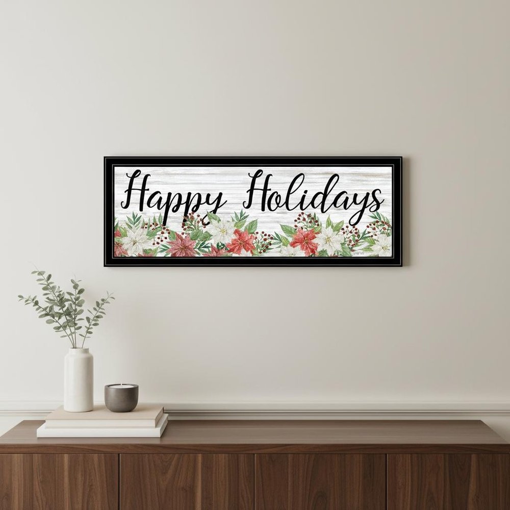 Happy Holiday Black Framed Print Wall Art