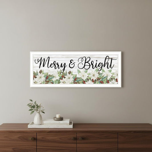 Merry and Bright White Framed Print Wall Art