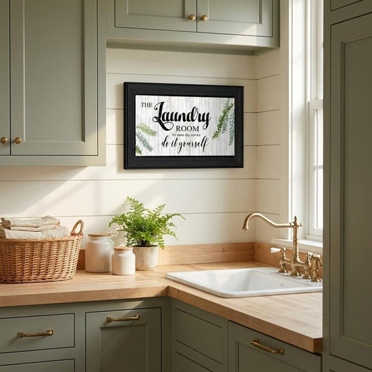 The Laundry Room Same Day Service Black Framed Print Laundry Wall Art