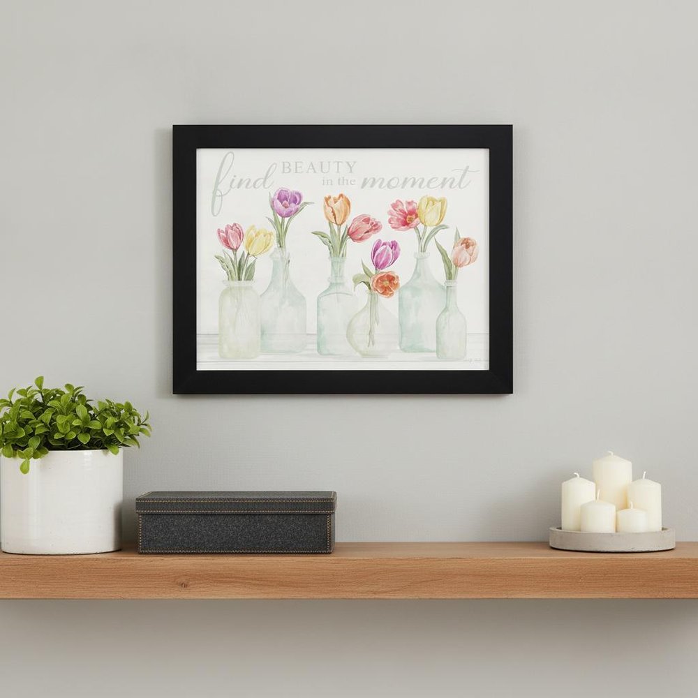 FIND BEAUTY IN THE MOMENT Black Framed Print Wall Art