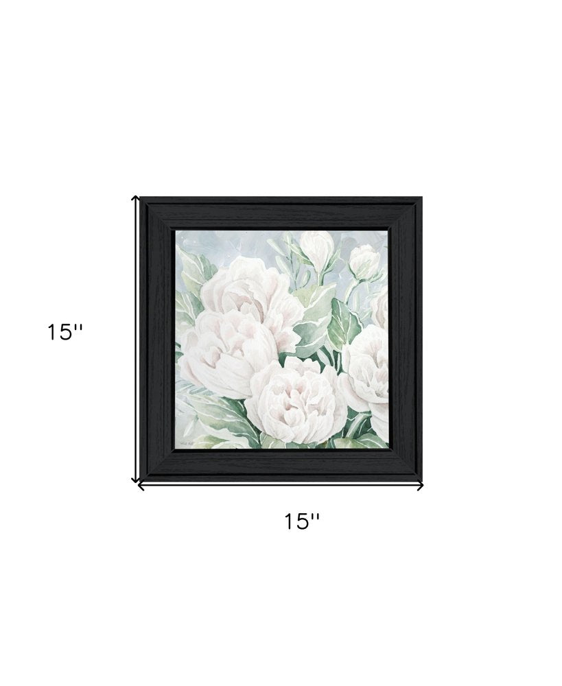 Peaceful Peonies In Full Bloom Black Framed Print Wall Art