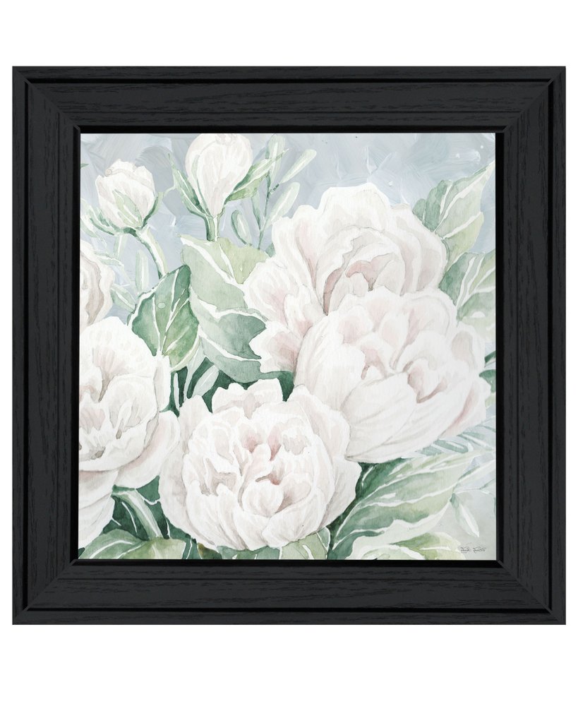 Peaceful Peonies In Full Bloom Black Framed Print Wall Art