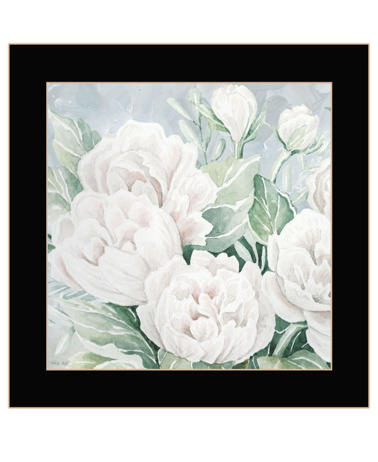Peaceful Peonies In Full Bloom Black Framed Print Wall Art