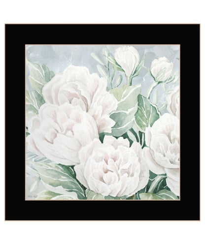 Peaceful Peonies In Full Bloom Black Framed Print Wall Art