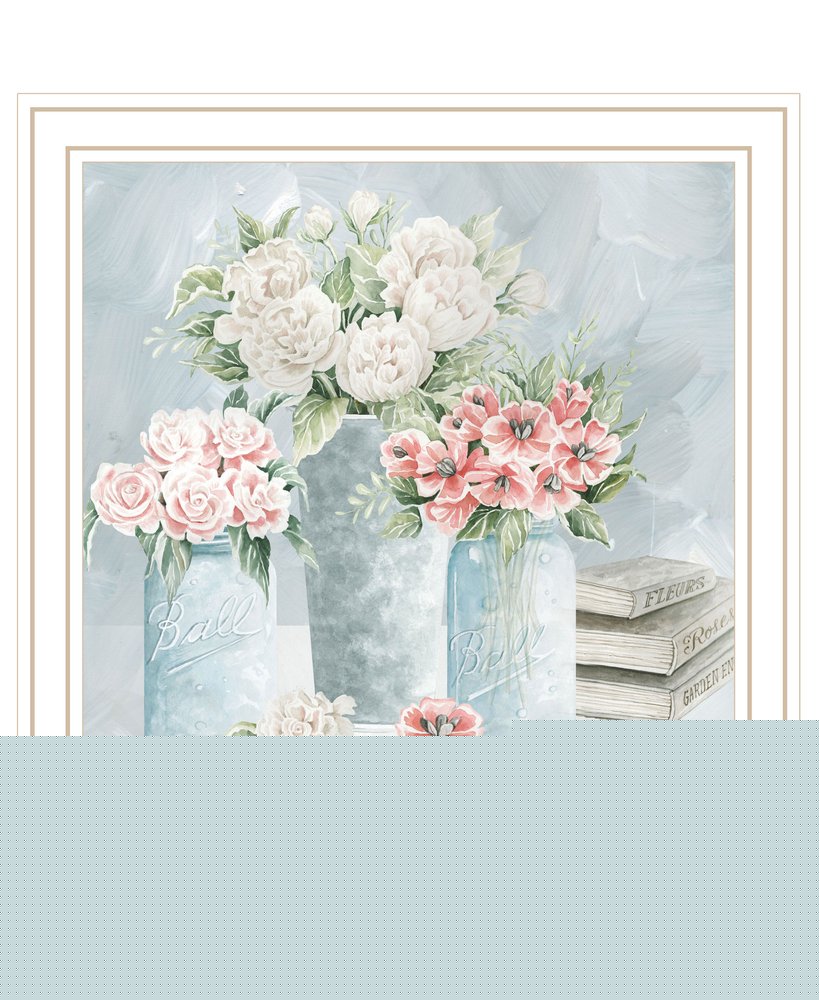 Pastel Peonies Pretties White Framed Print Wall Art