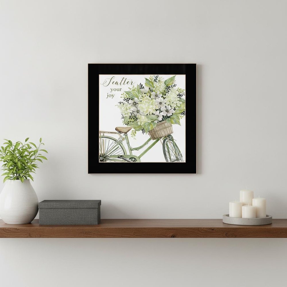 SCATTER YOUR JOY WITH FLOWERS Black Framed Print Wall Art