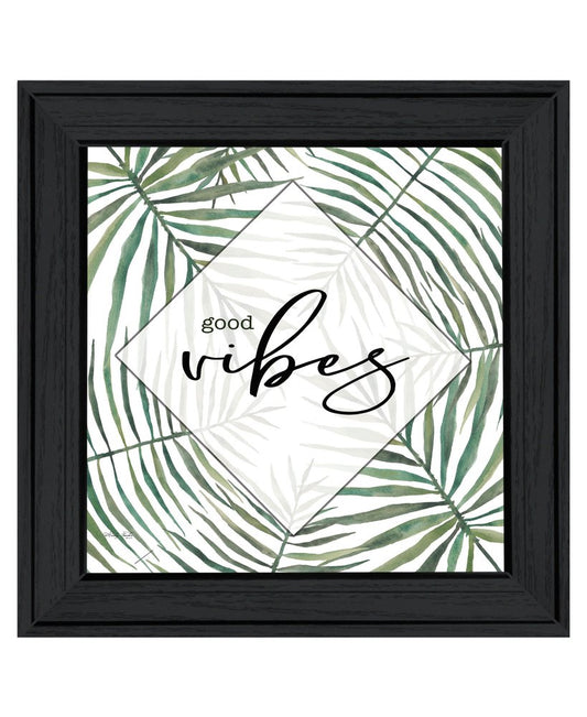 GOOD VIBES Black Framed Print Wall Art