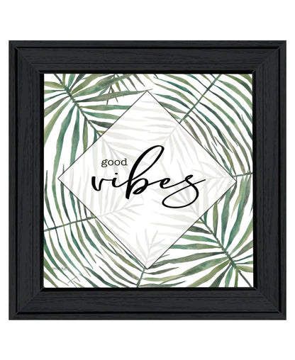 GOOD VIBES Black Framed Print Wall Art