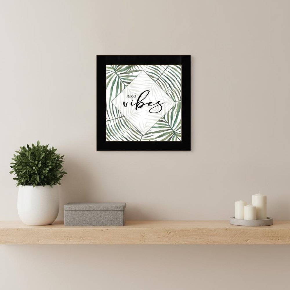 GOOD VIBES Black Framed Print Wall Art