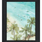 SURFING FROM AFAR Black Framed Print Wall Art