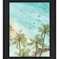SURFING FROM AFAR Black Framed Print Wall Art