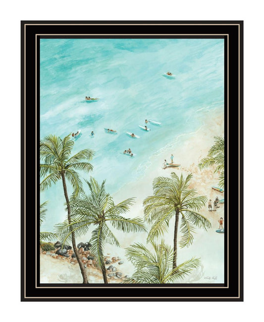 SURFING FROM AFAR White Framed Print Wall Art