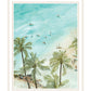 SURFING FROM AFAR White Framed Print Wall Art
