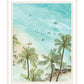 SURFING FROM AFAR White Framed Print Wall Art