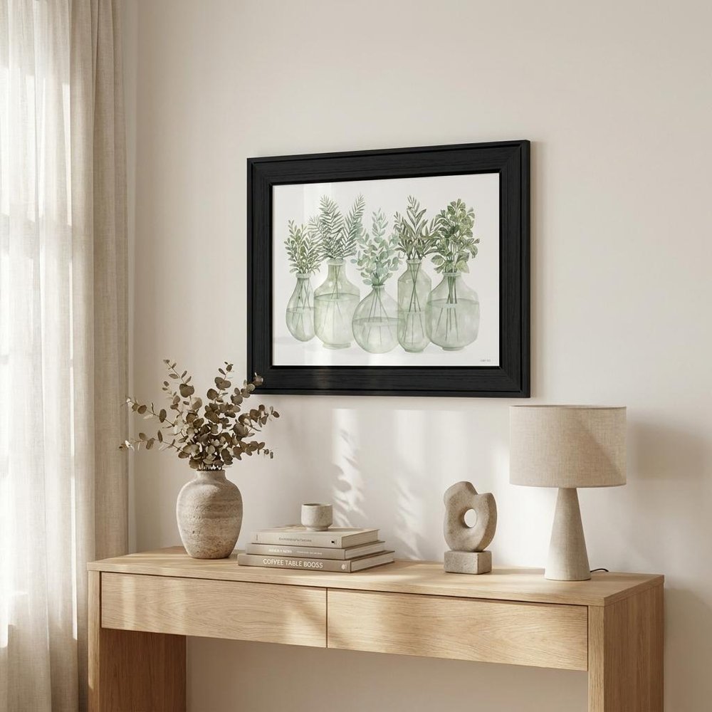 Simply Sage Black Framed Print Wall Art