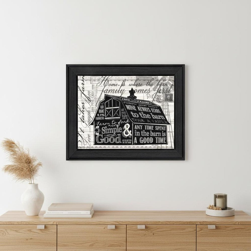SIMPLE & GOOD BARN Black Framed Print Wall Art