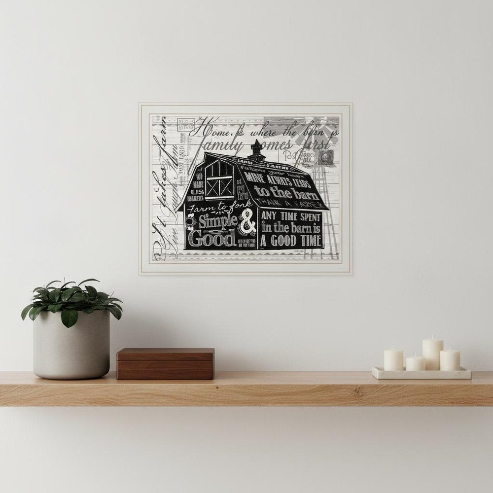 SIMPLE & GOOD BARN White Framed Print Wall Art