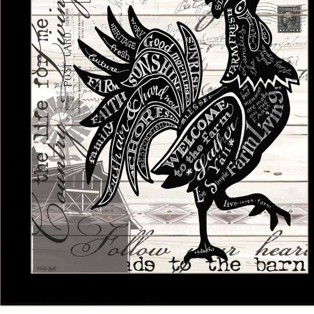 WELCOME TO THE FARM CHICKEN Black Framed Print Wall Art