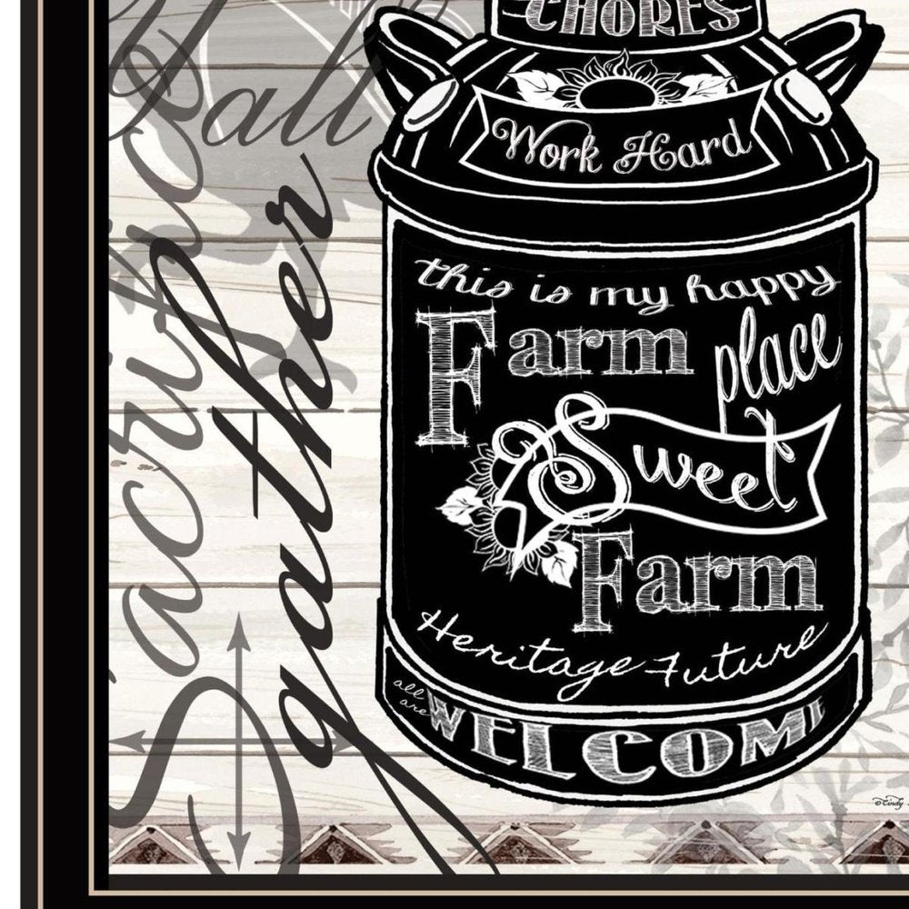 FARM SWEET FARM MILK CAN Black Framed Print Wall Art