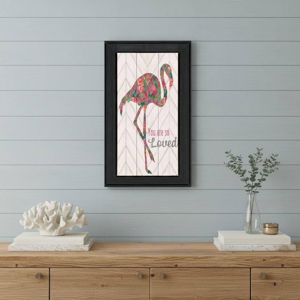 You are so loved Flamingo Black Framed Wall Art