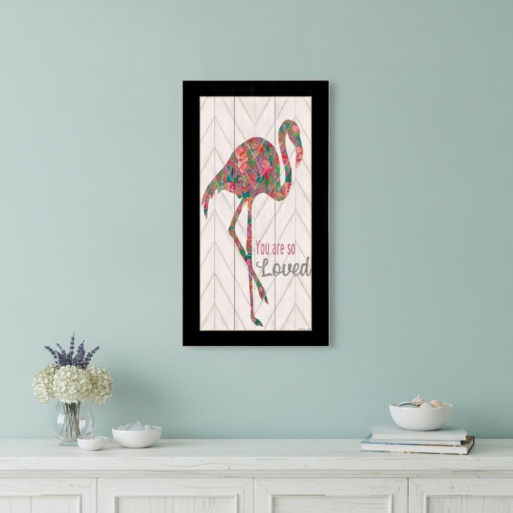 You are so loved Flamingo Black Framed Wall Art