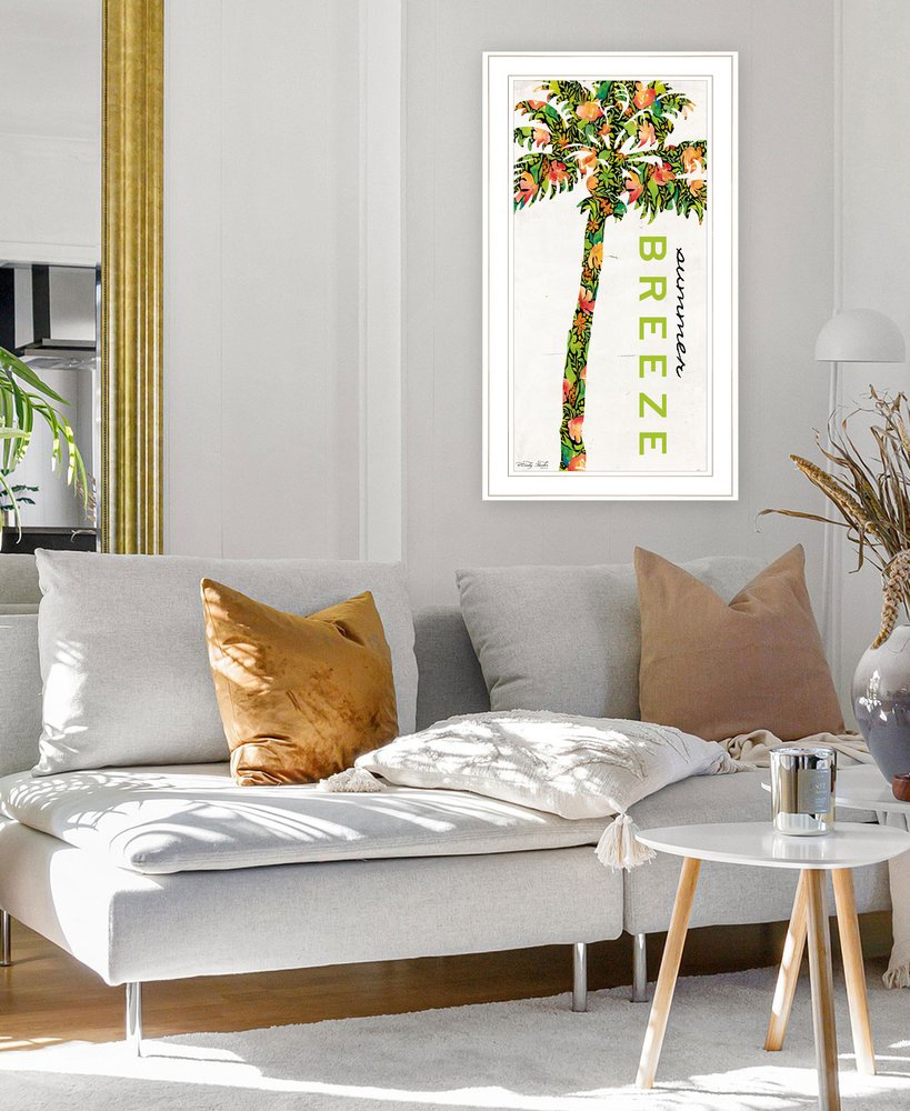 Summer Breeze Funky Palm Tree White Framed Wall Art