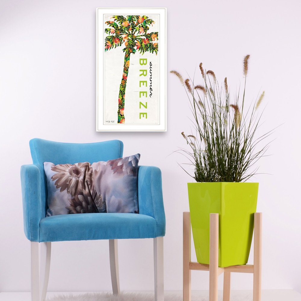 Summer Breeze Funky Palm Tree White Framed Wall Art