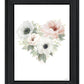 Floral Heart Black Framed Print Wall Art