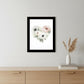 Floral Heart Black Framed Print Wall Art