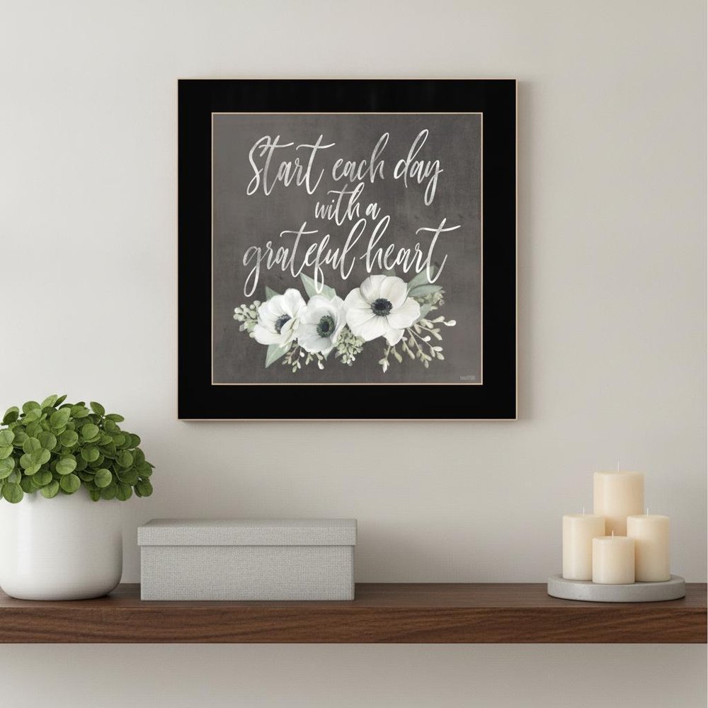 Grateful Heart Black Framed Print Wall Art