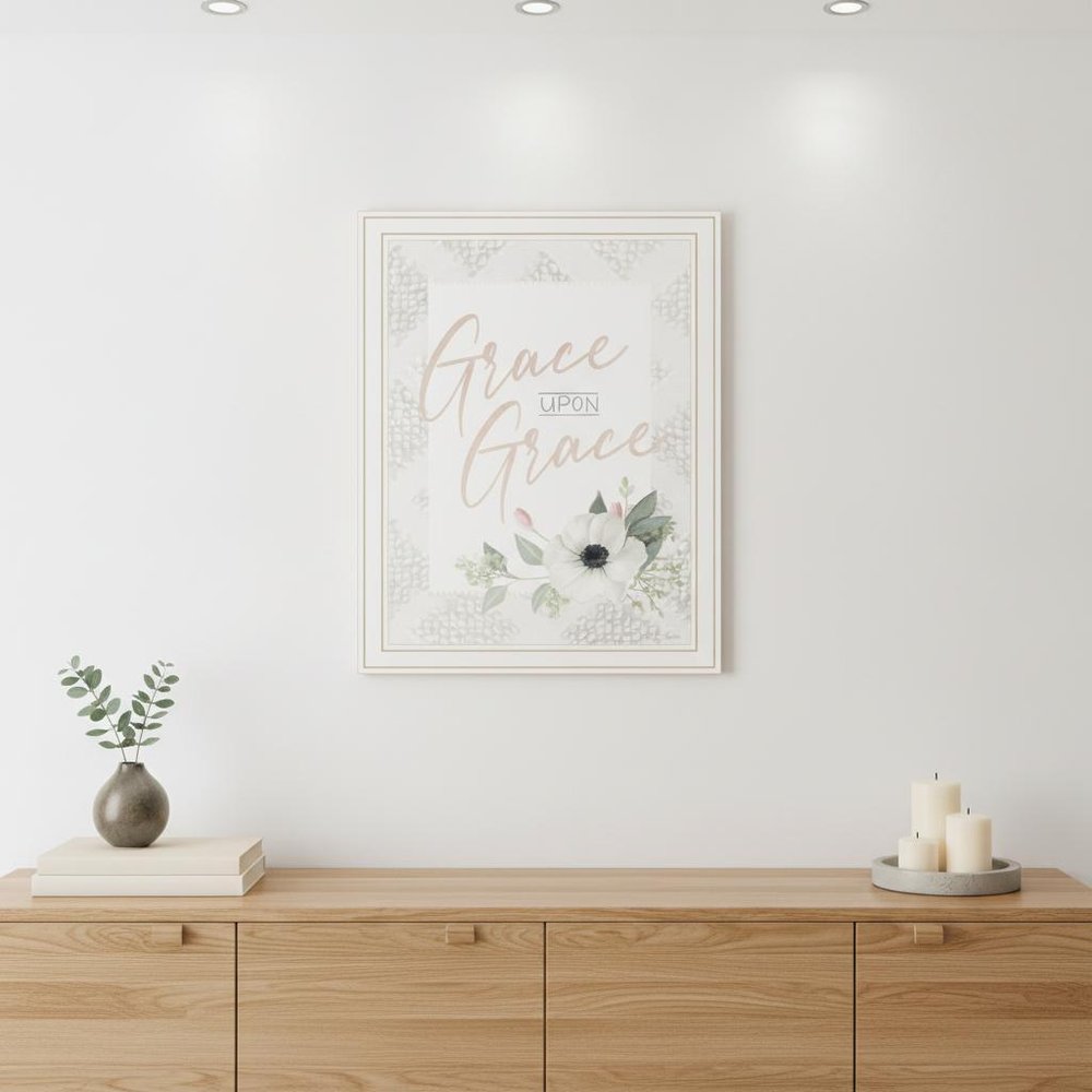 Grace Upon Grace White Framed Print Wall Art