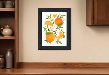 Citrus Orange Botanical Black Framed Print Wall Art